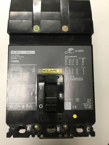 Square D FH36080 80 Amp 3 Pole Circuit Breaker
