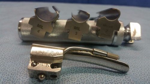 Rusch Folding Laryngoscope w/ Size 0, 2, 3 &amp; 4 Miller Blades, Armstrong Medical