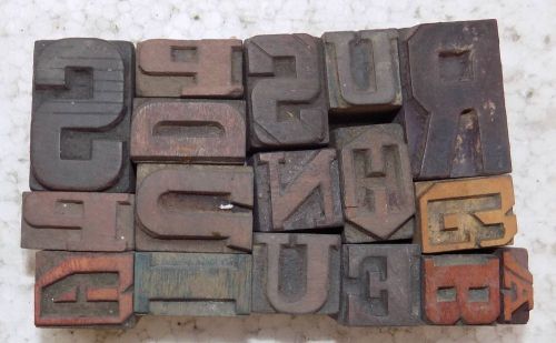 Letterpress Letter Wood Type Printers Block &#034;Lot Of 17&#034; Typography #bc-806