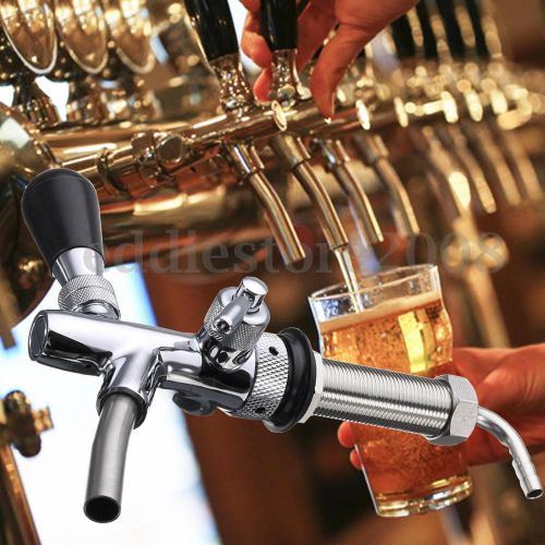 Adjustablec Draft Beer Faucet 98mm Long Shank Chrome Plating For Kegerator Tap