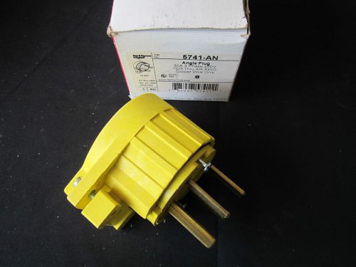 Pass &amp; Seymour 5741-AN Yellow Angle Plug 30A 3phase 250V NOS