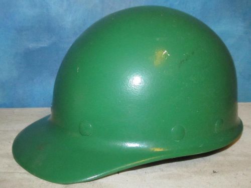 Vintage FIBRE METAL SUPERGLAS White Green Hard Hat Hardhat Miner Safety J234