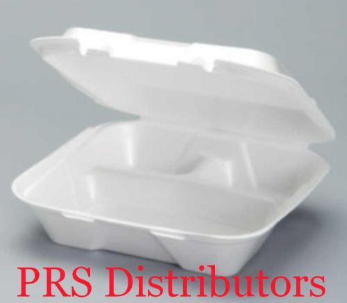 9&#034;x9&#034; Foam Hinged Lid 3-Compartment Sandwich Containers Take-out Food Containers