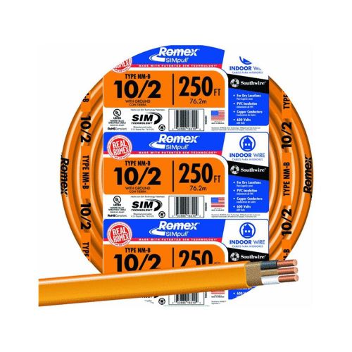 250 ft   indoor residential electrical wire 10/2 gauge solid simpull nm-b romex for sale