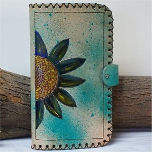 Handmade tuscan garden large moleskine cover leather journal writing 9.5x5.5 for sale
