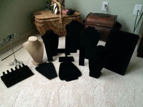 Huge lot of jewelry displays, black, velvet