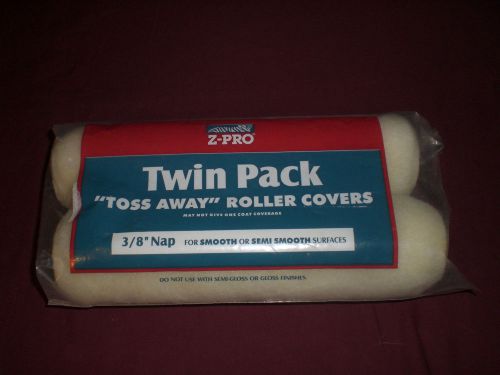 Z-Pro Twin Pack Toss Away Paint Roller Smooth or Semi Smooth Surface 3/8&#034; Nap
