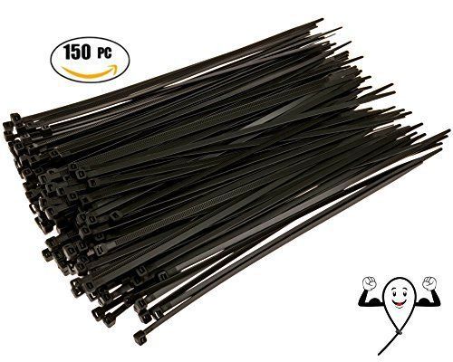 OpenBox Cable Zip Ties 10 inch Heavy Duty. 150 Piece, Large Pack of Black Nylon