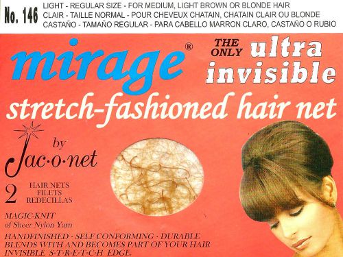 Jac-O-Net  #146 Mirage Hair Net - for med,light brown,blonde  hair (2) pc Light