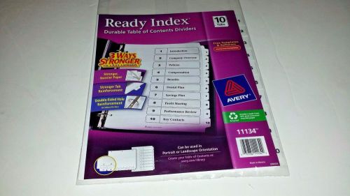 10X AVERY READY INDEX DURABLE TABLE of CONTENTS DIVIDERS 10 TABS Each #11134