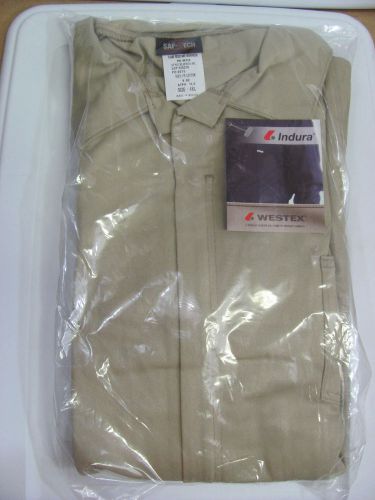 New xxxxl indura frc work industrial men&#039;s khaki coveralls long sleeve 4xl 9 oz for sale