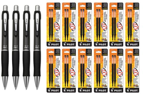 Pilot G2 Pro Gel Rolling Ball, Fine Black Ink Grey Barrel 4 Pens &amp; 24 Refills