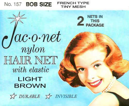 Jac-o-net  #157  bob size french type hair net  w/elastic (2) pcs.  light brown for sale