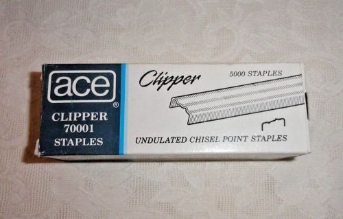 1 BOX 5000 STAPLES - ACE CLIPPER 70001 UNDULATED CHISEL POINT STAPLES