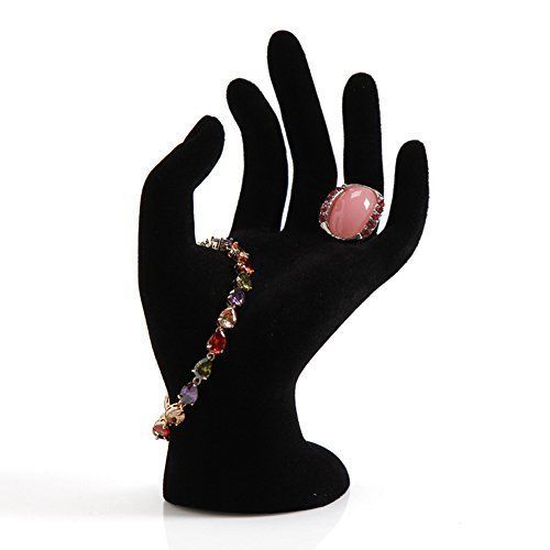 Qise Black Ok-gestured Velvet Hand Ring Display Stand , Jewelry Display Holder