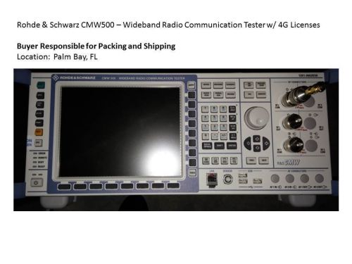 Rohde &amp; Schwarz CMW 500 Wideband Radio Communication Tester w/ 4G Licenses