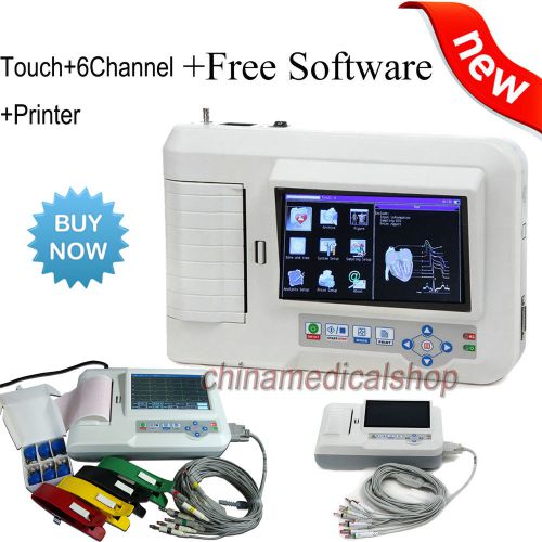 CE ECG/EKG Machine Electrocardiograph 6 Channel Touch Screen 12 Lead+PrinteR+ SW