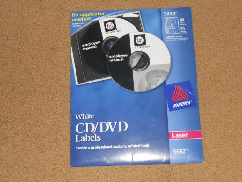 Avery 5692 Laser White CD/DVD Labels Pack Of 40 Labels - 80 Spine Labels.
