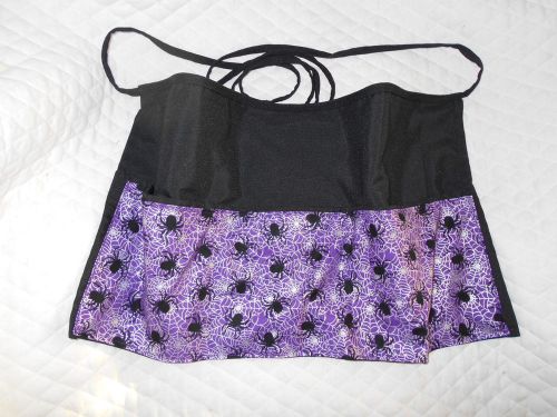 Black Server Pocket Waitress Waist Apron Spiderweb Purple Name FREE Lady Pizazz