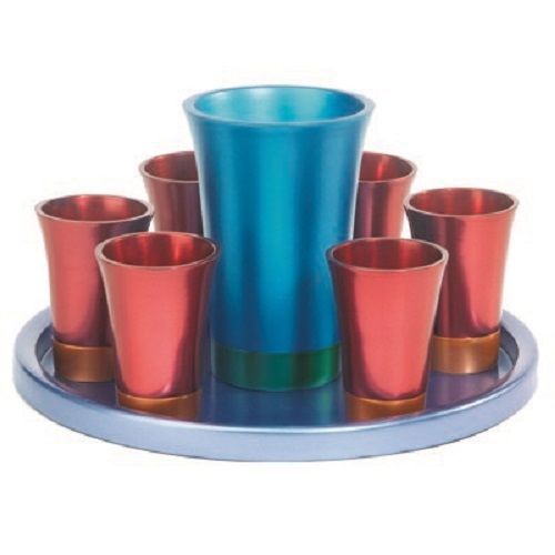 Wine liquor beverage dispenser large metal cup set of 6 shot glasses round plate for sale