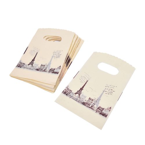 100pcs/lot Pink Eiffel Tower Packaging Bags Plastic Shopping Bags With Handle