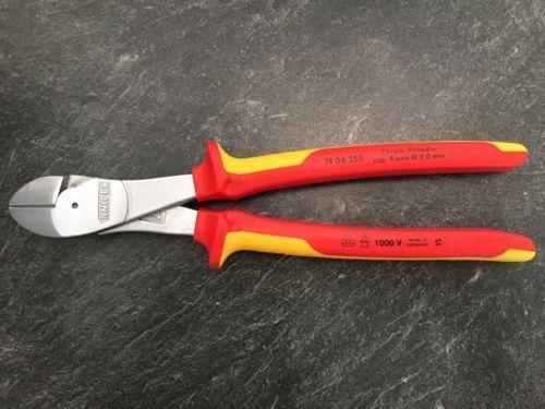 Knipex 250mm High Leverage Side/Diagonal Cutters 1000V VDE Insulated 74 06 250