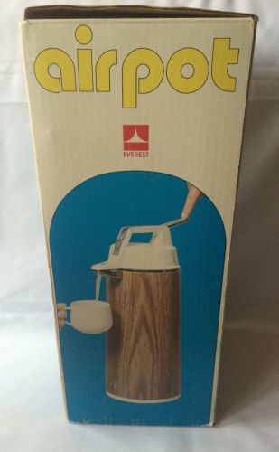 Everest Airpot 1.9L Hot Cold Coffee Tea Dispenser Wood Grain Pattern Box Japan
