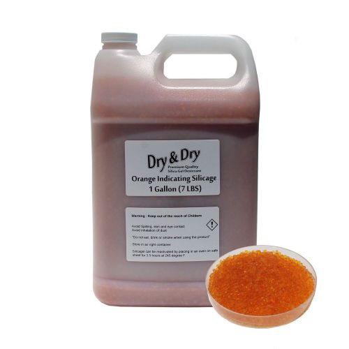 1 gallon orange premium desiccant indicating silica gel beads - 7 lbs reusable for sale