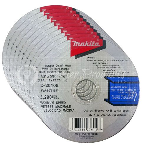 Makita 10 Pack - 4 1 2 Cutting Wheels For Grinders - Aggressive Cutting For M...