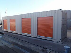 Shipping Container Portable Storage building with four roll up doors