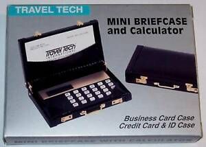 TRAVEL TECH Mini Card Case Briefcase and Calculator in Open Factory Box