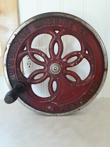ANTIQUE VAN BERKEL MEAT SLICER-CAST IRON FLY WHEEL-U.S. SLICING-LA PORTE IND