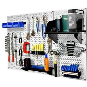 32x48 In Metal Pegboard Standard Tool Storage Kit With Black Peg Accessories New