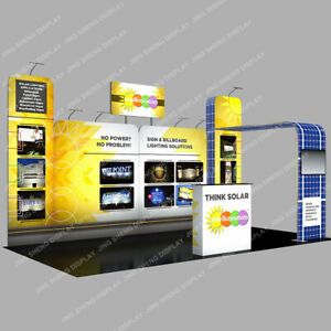 20ft Portable Trade Show Displays Booth System Pop Up Stand with Podium Lights