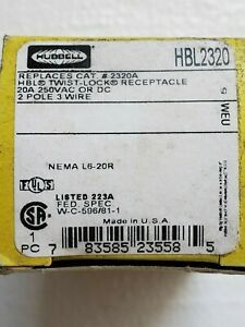 Lot of 3! Hubbell Twist-Lock HBL2320 Single Receptacle 20A 250VAC 2 Poles 3 Wire