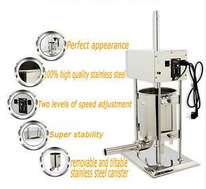 110V Commercial Electric Sausage Stuffer Meat Filler Making Machine 15L/33LB