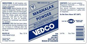 Vedco Magnalax Powder 1 Pound Laxative Antacid Cattle Sheep Goats