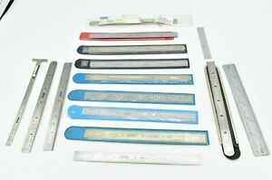 6&#034; General, Fowler, Mitutoyo, Brown &amp; Sharpe Machinist Rule Lot 14 Piece