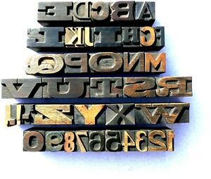 Letterpress WOOD Type 11/16&#034; MIXED Type Alphabet + Numbs 41pcs  *RARE MIX Fonts*