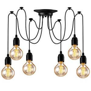 Asnxcju Industrial Pendant Lighting 6 Heads, Adjustable DIY Vintage Style Spider