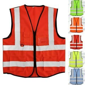 Strips New Jacket Security Hi-vis Waistcoat With 4 Vest W/ Reflective Safety