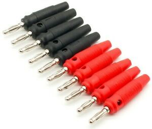 10Pcs/lot Red and Black 4mm Solderless Side Stackable Banana Plug