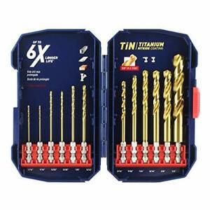 Norske Tools NIDBP280 12pc Impact Titanium Hex Shank Drill Bit Set 1/16&#034; to 1/2&#034;