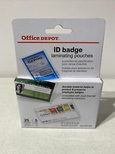 Office Depot ID Badge Laminating Pouches,  3-3/4&#034; x 2-1/2&#034;, 25 Ct.