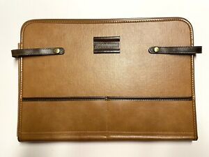 Vintage Expandable File Folder Holder 5-pockets Brown Tan