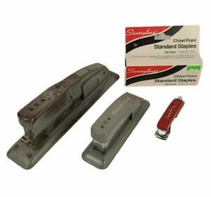 Vintage Swingline Stapler Lot of 3 Full Size Cub Tot with Used Open Box Staples