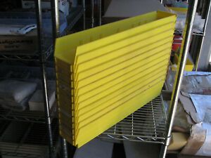 12 Akro-Mils 4-1/8&#034; Wide x 23-5/8&#034; Deep x 4&#034; High Hopper Shelf Bin Yellow