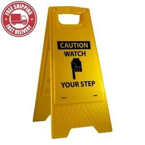 NMC HDFS213 CAUTION-WATCH YOUR STEP Sign with Graphic– 10.75 in. x 24.63 in. H
