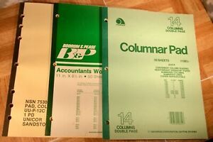 3 accountants columnar worksheets notebooks, 1-14 Column, 2-4 Column 50 Pg. Ea.