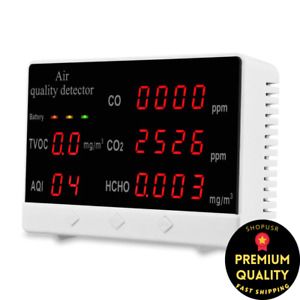 Air/Gas Quality Monitor/Detector for Co, CO2, HCHO, TVOC &amp; AQI, Real Time Data